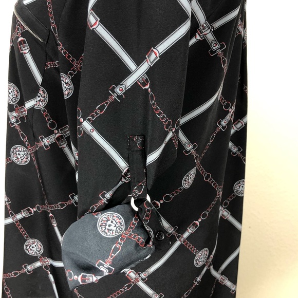 Anne Klein Black & Gray Print Button Down Top - Picture 6 of 6